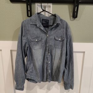 Denim Blue Button-Up American Eagle Shirt
